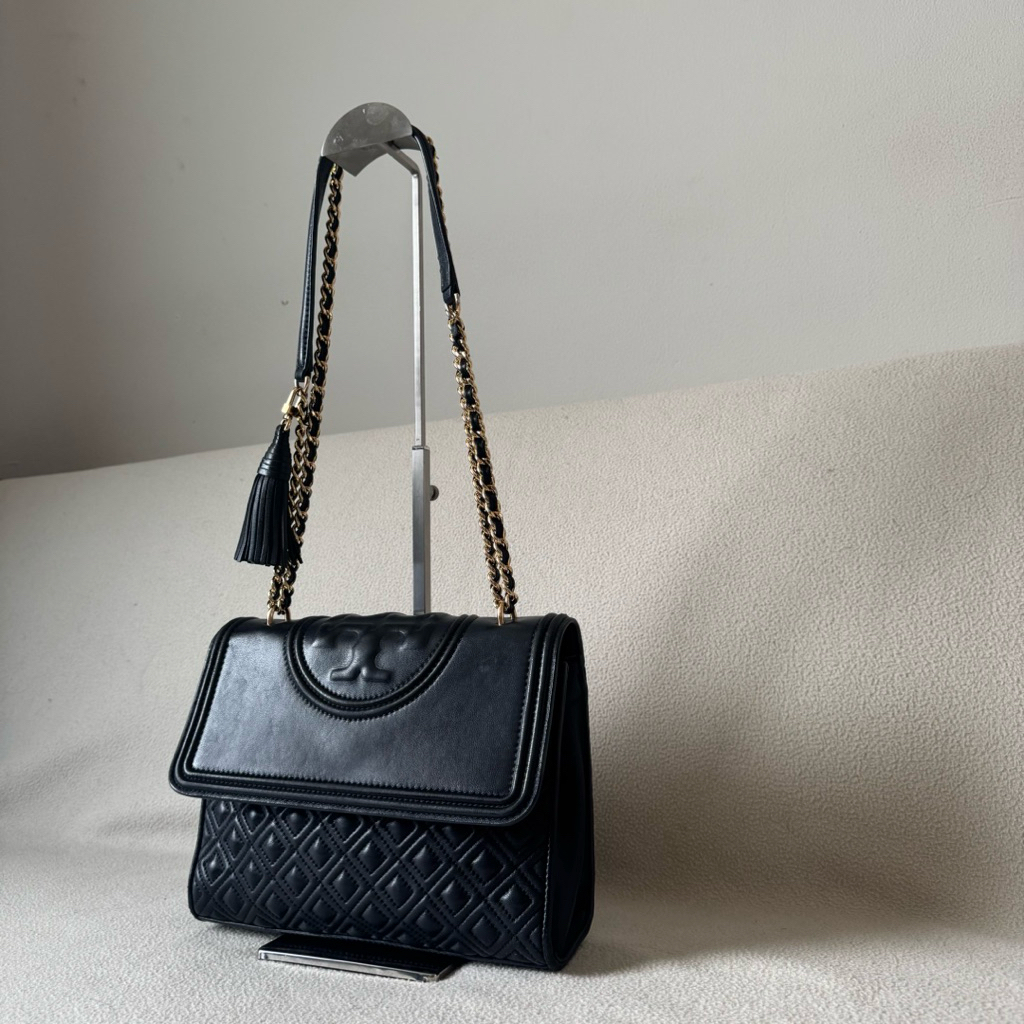TB Black Fleming Convertible Shoulder Bag