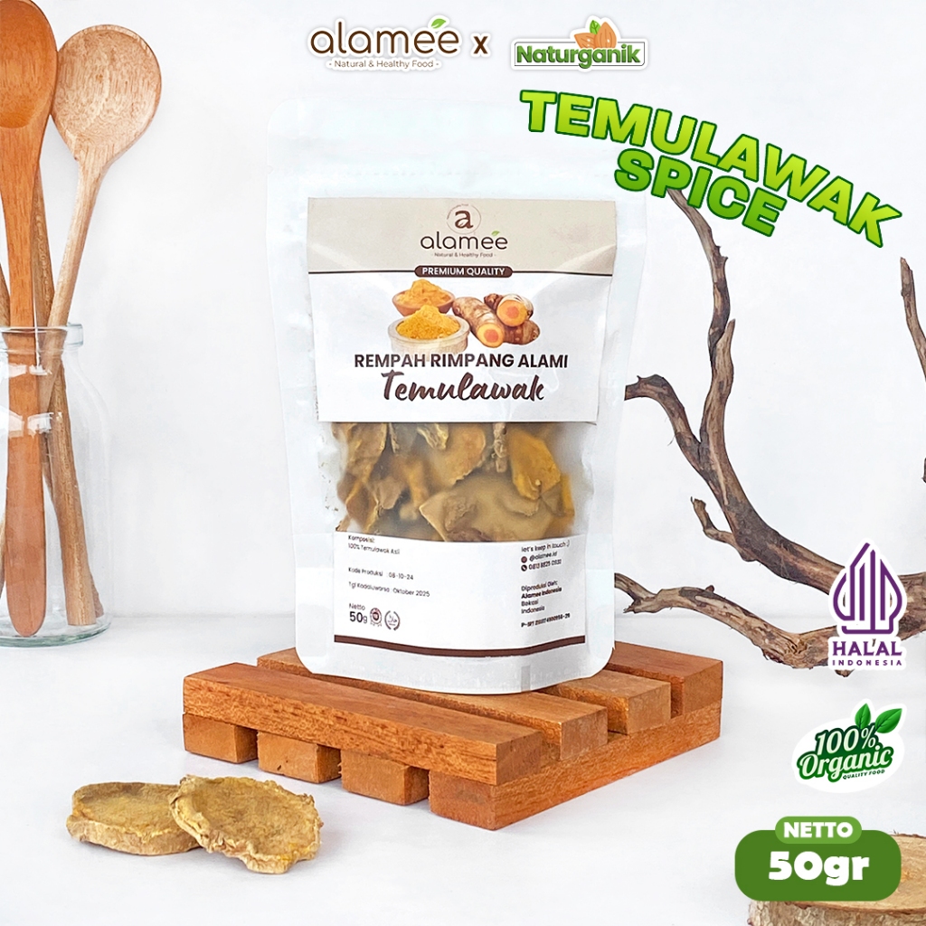 

ALAMEE Temulawak Kering Dried Curcuma Iris Rempah Rimpang Organik Temu Lawak Spice 50gr Naturganik