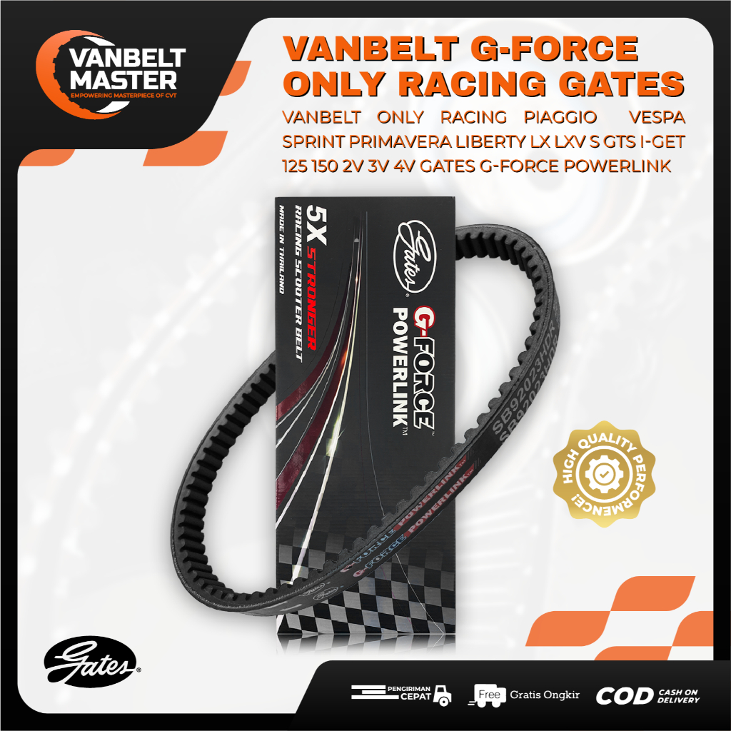 Gates G-Force Vanbelt V Belt Racing Vespa Sprint Primavera Liberty LX LXV S GTS I-Get 125 150 2V 3V 