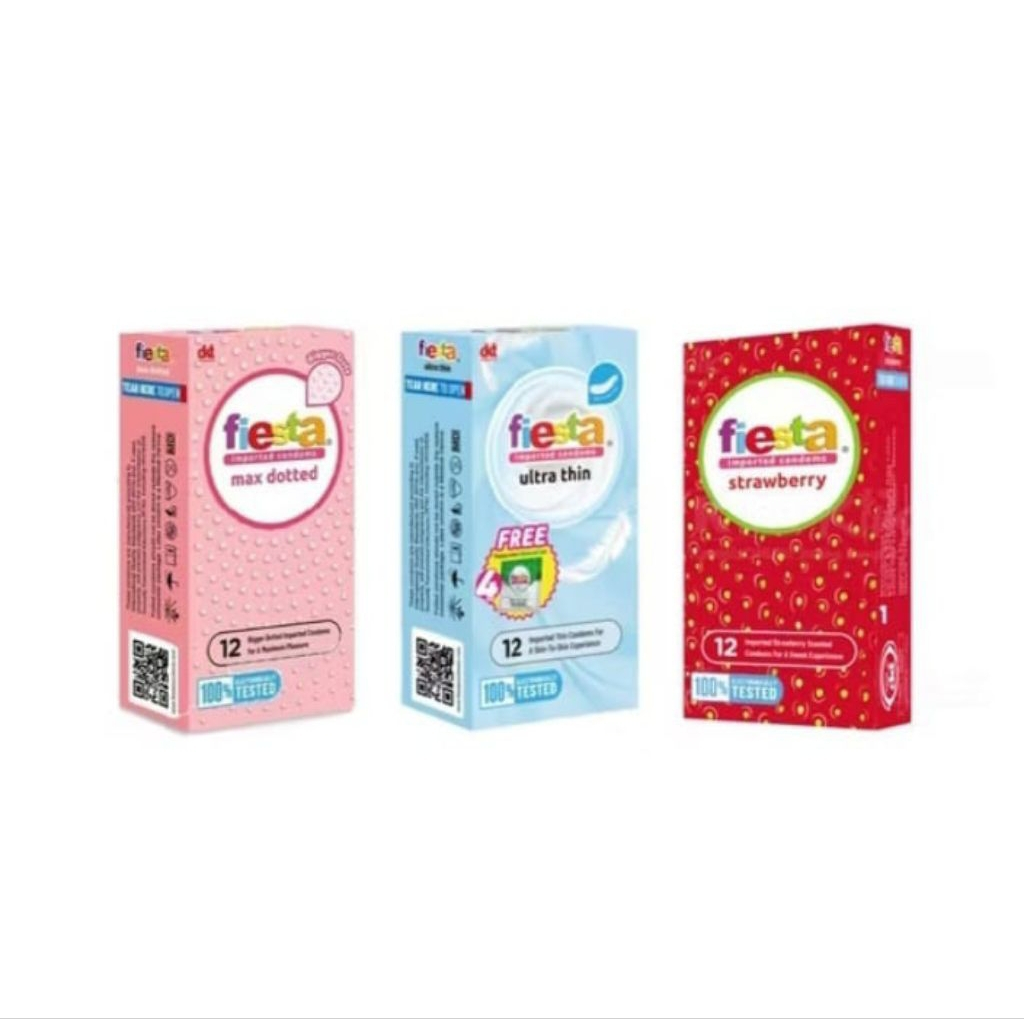Kondom Fiesta 12 pcs - Kondom Strawberry - Kondom Fiesta Maxdotted - Kondom Fiesta UltraThin - Kondo