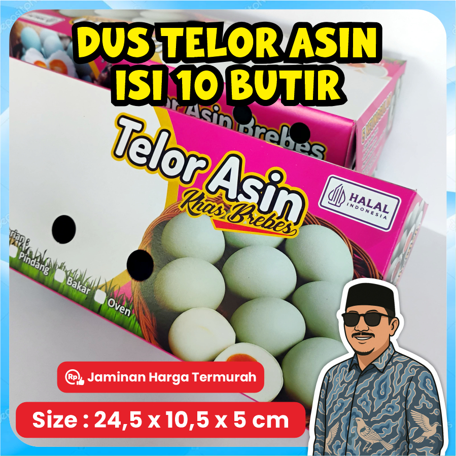 

Dus Telor Asin Khas Brebes Kosong bisa muat 10 butir isi 100 lembar lebih tebal dan kokoh