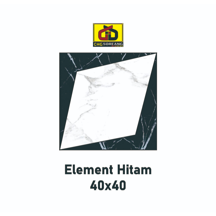 Keramik Lantai Motif Marmer Hitam Putih 40x40 Element Estillo