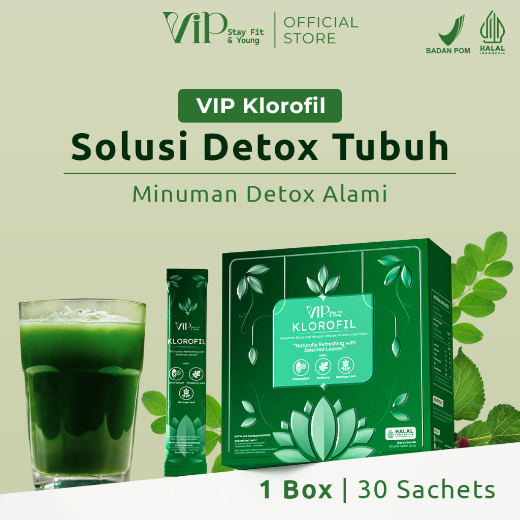 

COCOFLIM X VIP KLOROFIL 1Box isi 30 Sachet | DETOX HERBAL | CHLOROFIL MULBERRY DAUN KELOR MORINGA