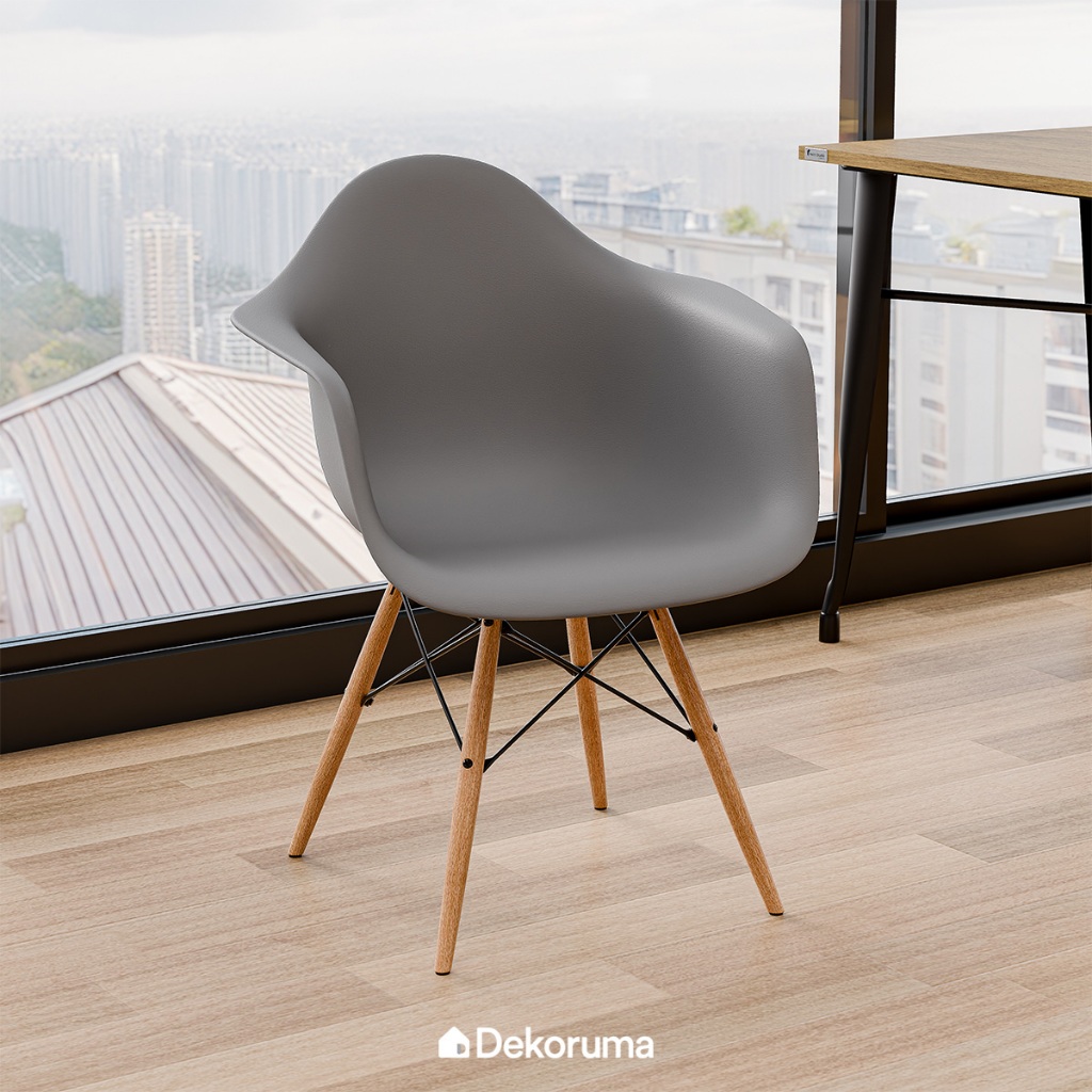 Dekoruma TOBY Kursi Makan Minimalis Berlengan / Kursi Cafe Plastik / Kursi Santai / Kursi Belajar Ne