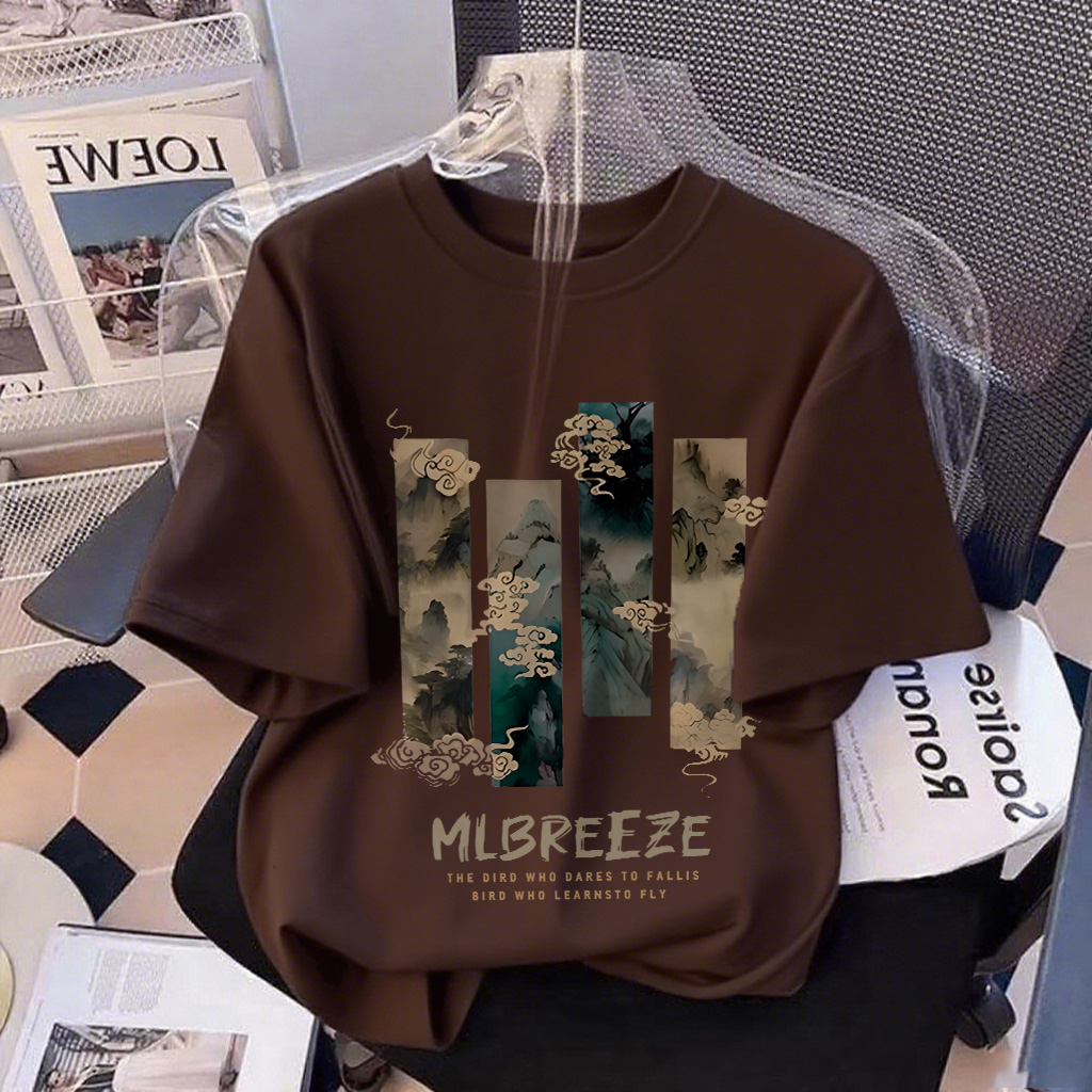 XZHAINV Kaos lengan pendek cetak desain wanita Korea/pakaian wanita gaya modern/atasan coklat modis 