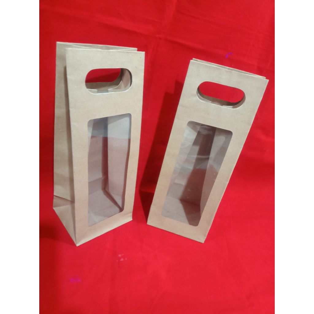 

paper bag botol ada mika tengah new model isi 12 pcs terlaris dan termurah