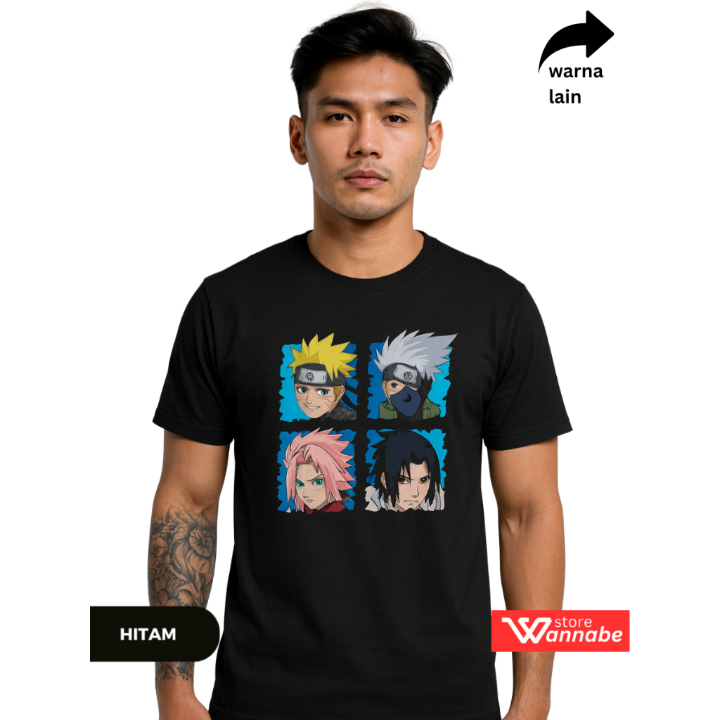 Kaos Anime Naruto Dewasa S–7XL Big Size Jumbo & Anak XS–XL | Baju Couple Keluarga Cotton Combed 24s 
