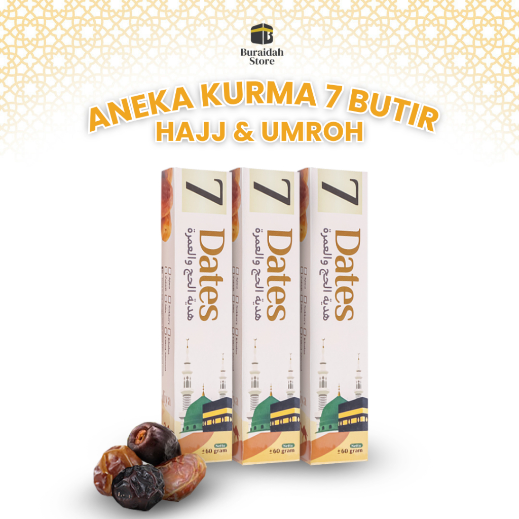 

Aneka Kurma 7 Butir Kemasan Spesial Haji Dan Umroh Souvenir Snack Haji Umroh Oleh-Oleh Ekslusif Paket Gift Hampers Sukari Ajwa