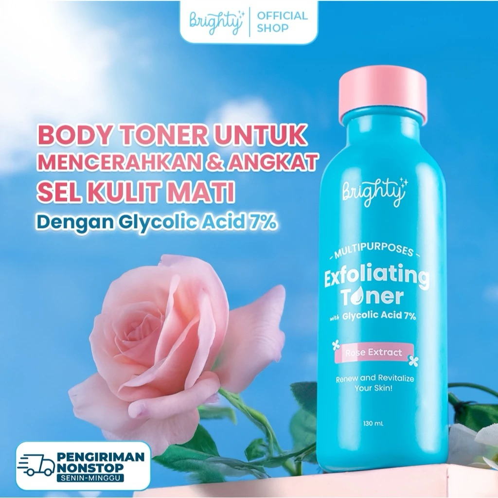 Brighty Multipurpose Exfoliating Toner Pemutih badan pencerah badan pencerah ketiak pemutih leher pe