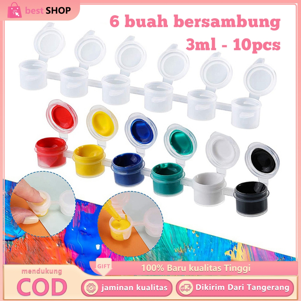 

Set Empty Container Strip 6pcs Tabung Tempat Cat Mini Dengan Tutup Kedap Pot Cat Plastik 6x3ml
