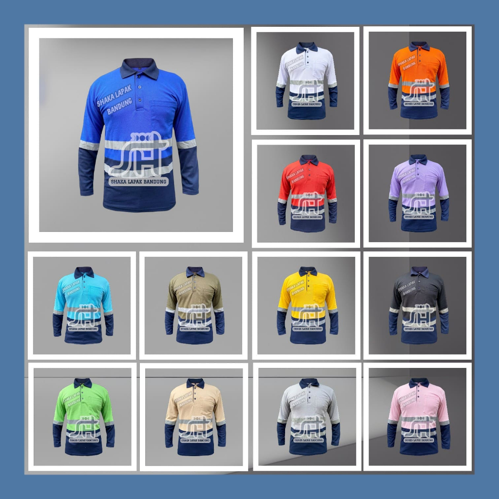 SH - Kombinasi Polo Panjang Proyek - Kaos Polo Safety K3 Warna Kombinasi
