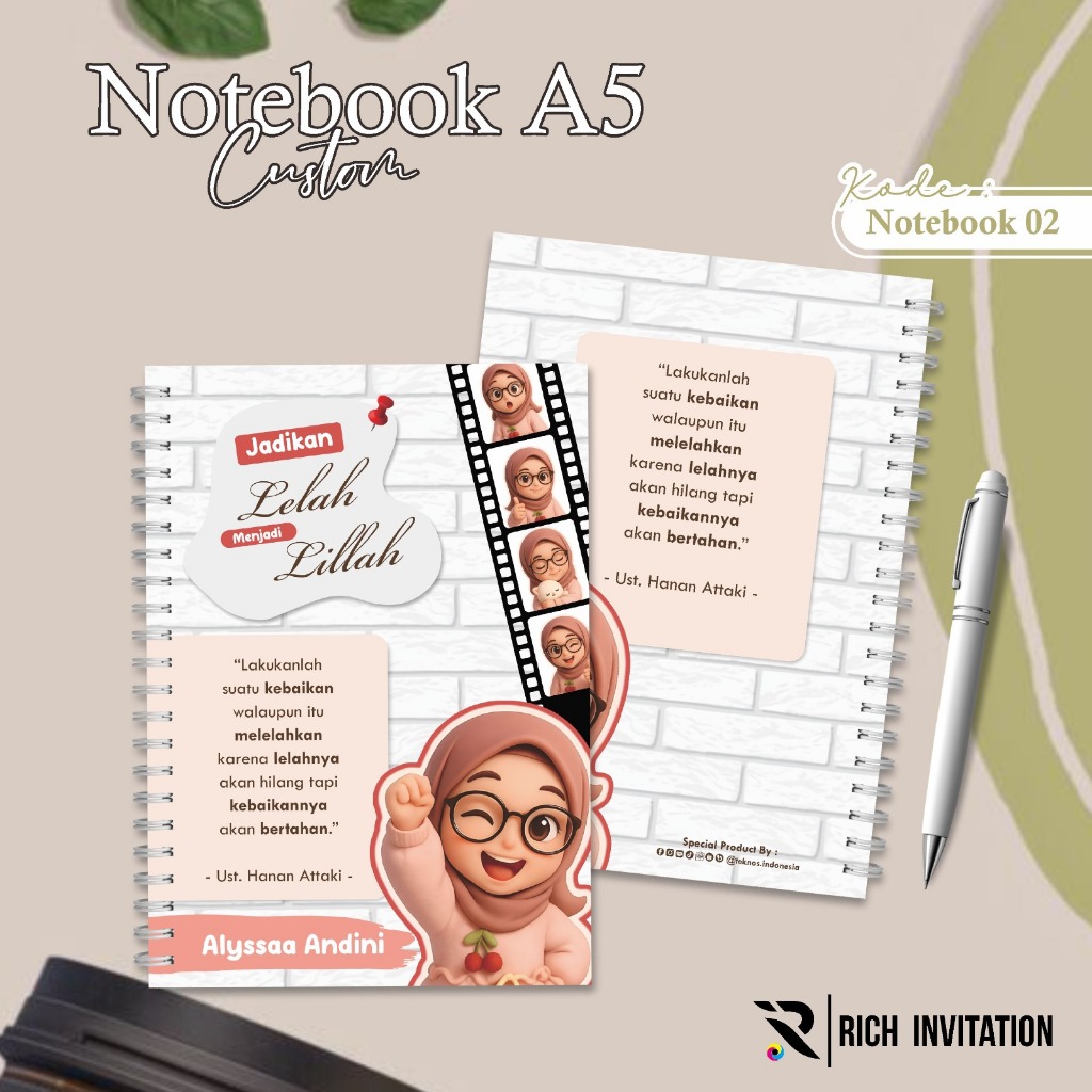 

NOTEBOOK A5 CUSTOM - NOTEBOOK SPIRAL - BUKU CATATAN SOUVENIR KANTOR DESAIN CUSTOM