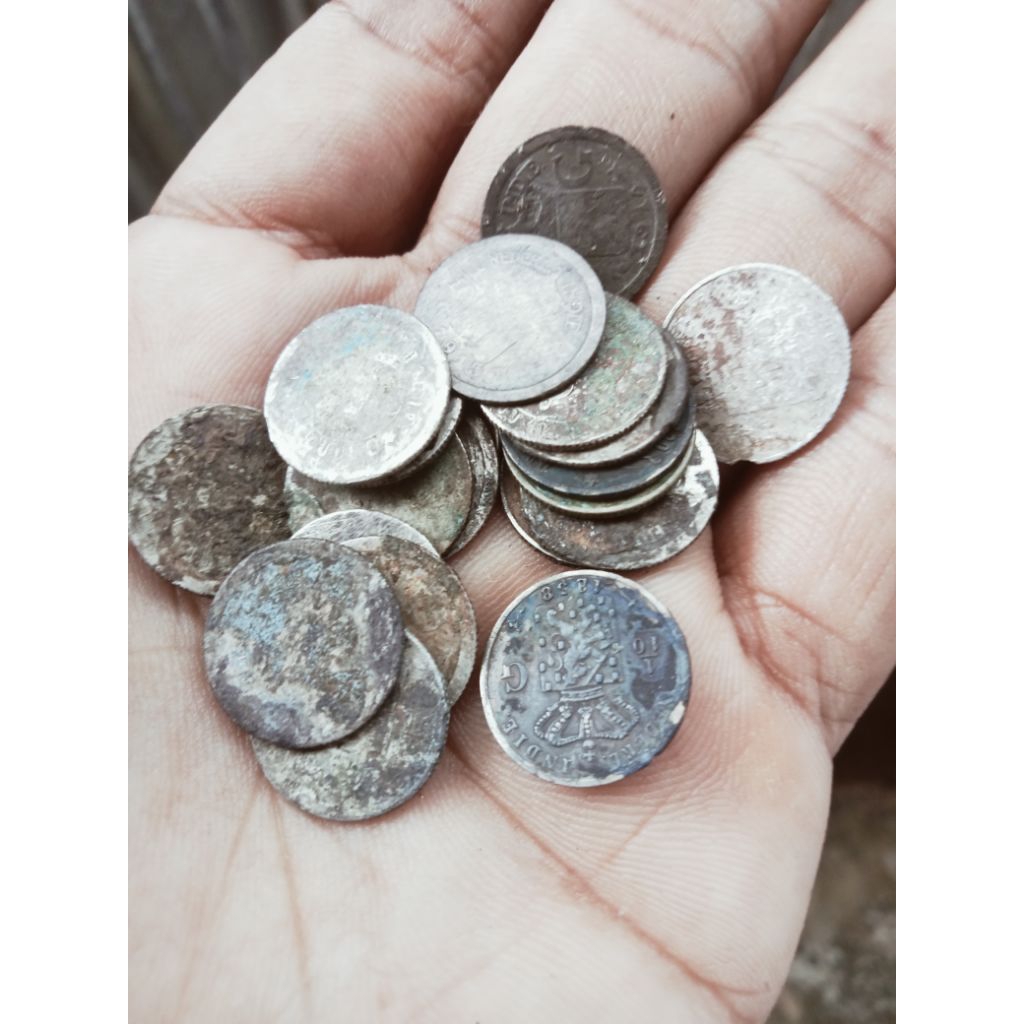 4 keping koin perak 1/10 gulden belanda