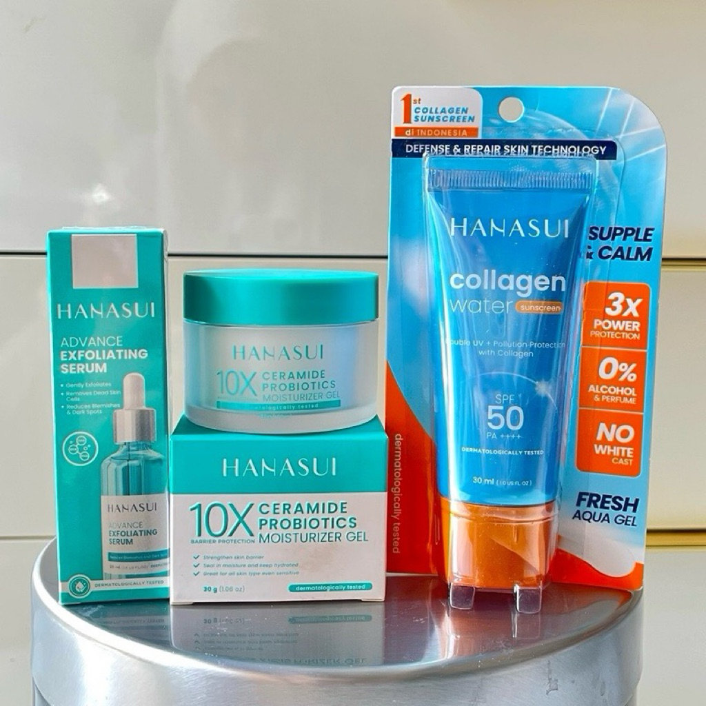PAKET Hanasui Skincare 3In1 - Untuk Kulit Kusam, Kulit Belang & Flek Hitam - Serum Advance Exfoliati
