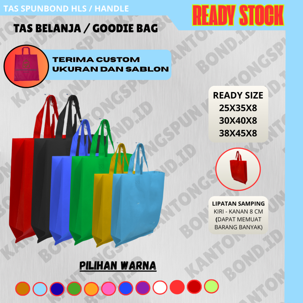 

(isi 12 PCS) Goodie bag HLS 30x40 Tas Hajatan Tas spunbond murah Harga per Lusin