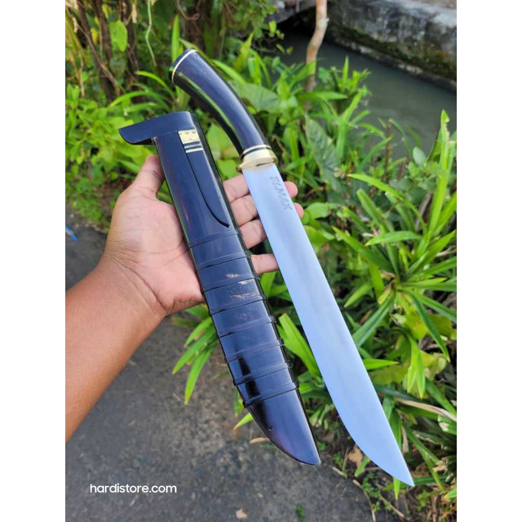 Pisau Sembelih 27 cm Baja ELMAX Powder Metalurgy, Handle dan Warangka Full Tanduk Kebo Hitam