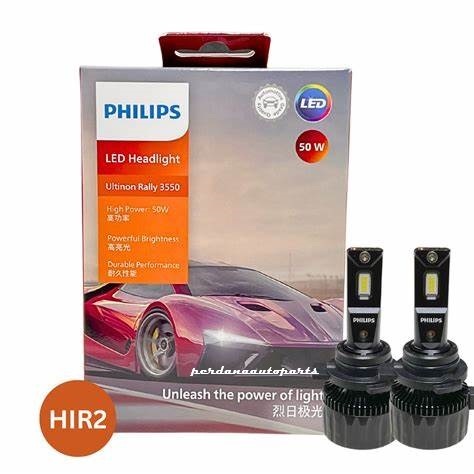 Lampu LED Mobil HIR2 PHILIPS Ultinon Rally 3550 6500K 4500Lumens 12V 100Watt/set