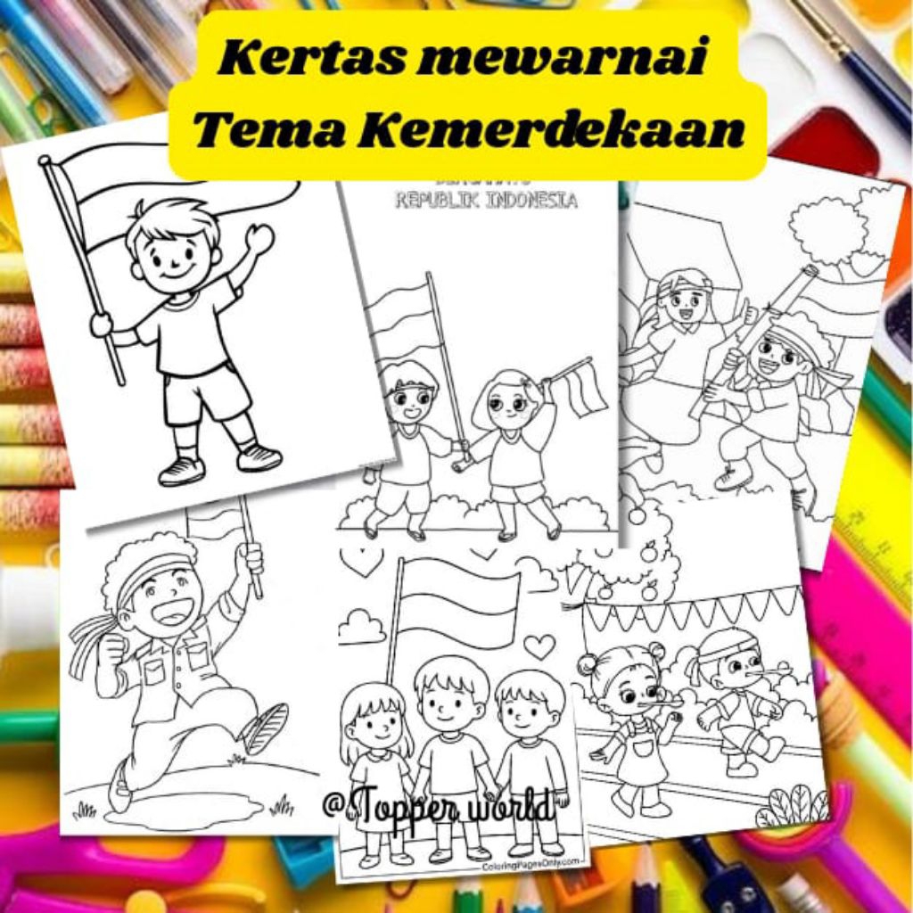 

[Whispers] 20 LEMBAR KERTAS GAMBAR MEWARNAI TEMA KEMERDEKAAN 17 AGUSTUS A4 A5