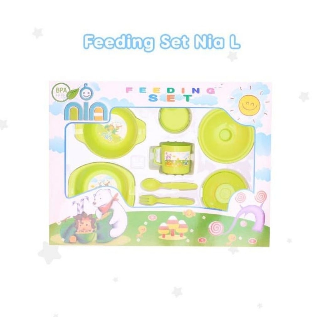 FEEDING NIA LARGE - SET PERALATAN MAKAN BAYI 7IN1 UKURAN BESAR BPA FREE