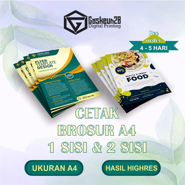 

CETAK BROSUR CUSTOM UKURAN A4 1 SISI/2 SISI BAHAN ART PAPER 1 RIM