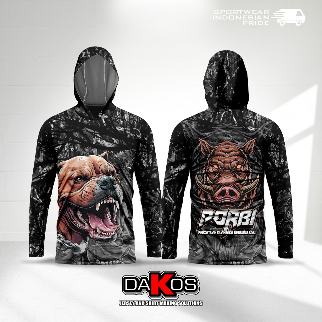 Jersey Porbi Berburu Hutan Tangan Panjang Fullprint Bahan Dryfit Adem Nyaman / Kaos Pria Pemburu Ham