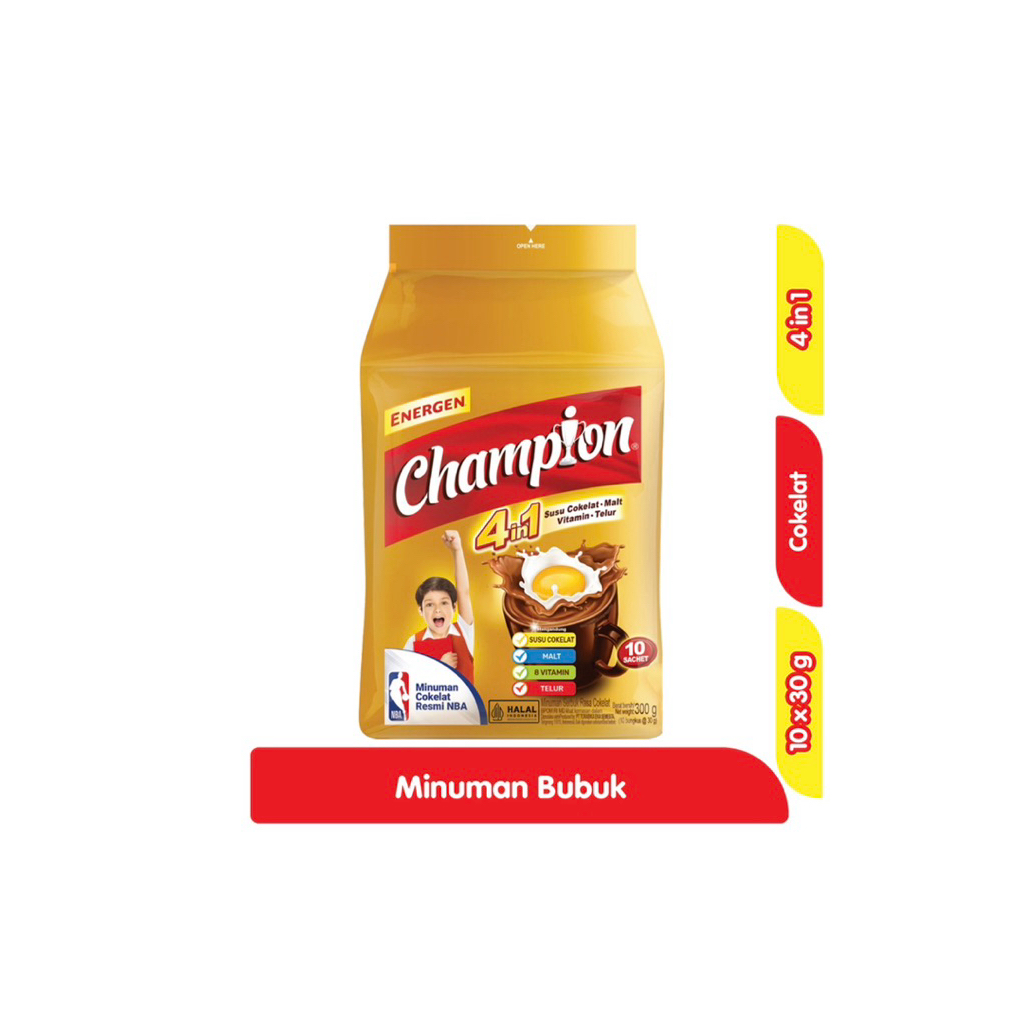 

ENERGEN CHAMPION MINUMAN SEREAL BUBUK COKELAT SACHET 10x30 gram
