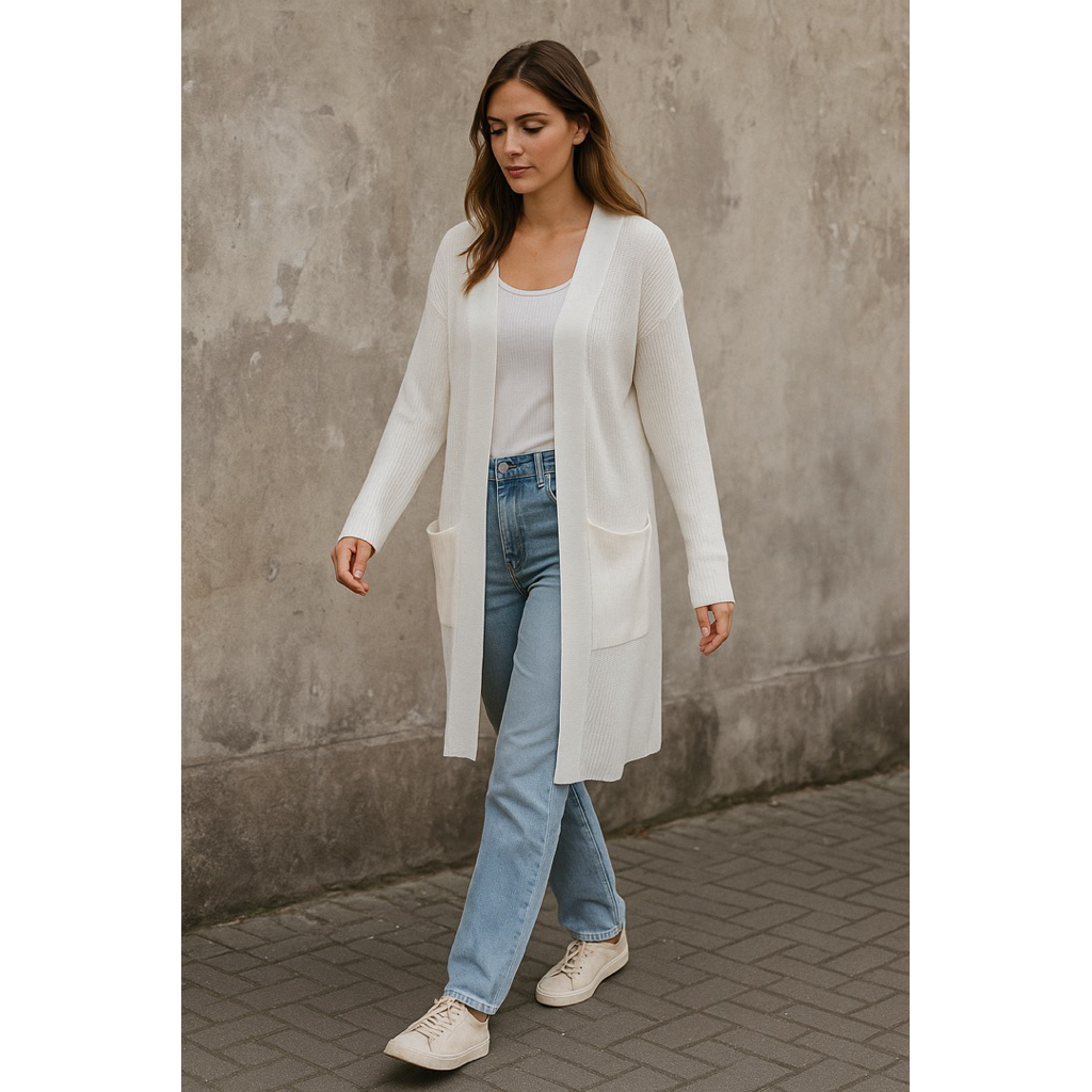 cardigan wanita warna putih cream