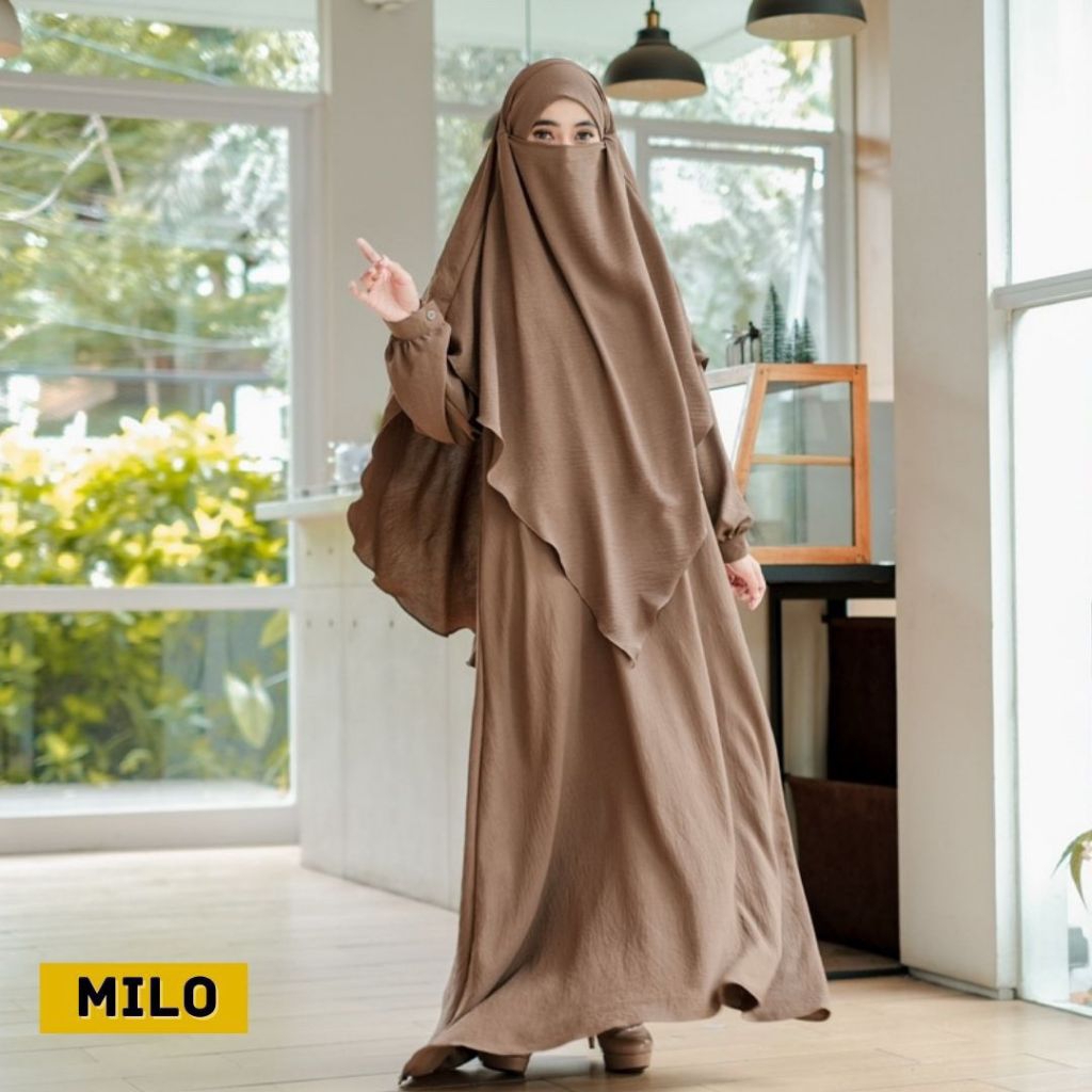 Gamis Syar'i Cadar Set 3in1 Muslimah Terbaru | Baju Hijab Panjang Elegan Polos | Busana Ukhti Daily 
