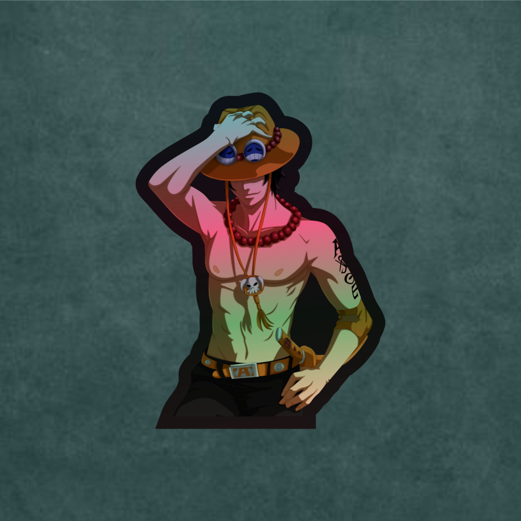 

Stiker Anime Hologram Portgas D Ace One Piece Case Hp dan Laptop 7 Cm