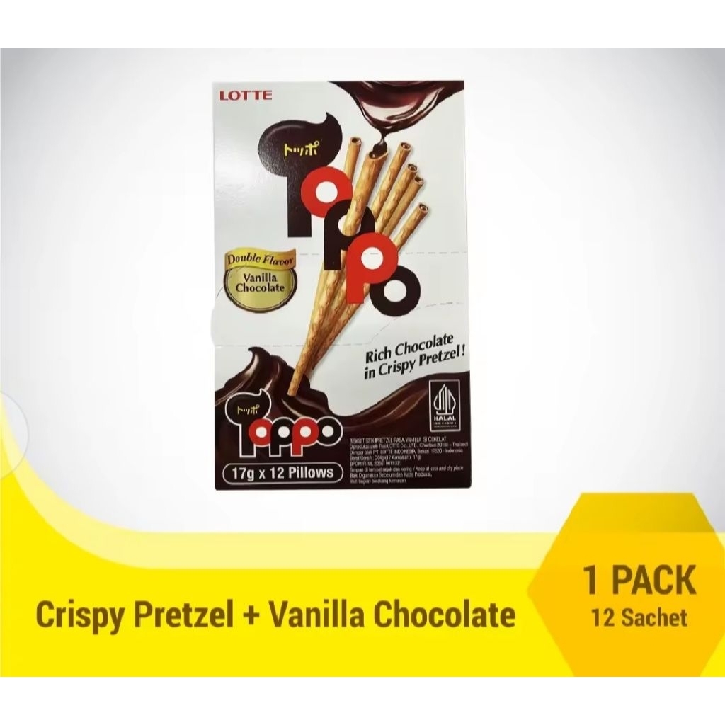 

TOPPO VANILLA CHOCOLATE PRETSEL STICK 1 pack 12 sachet