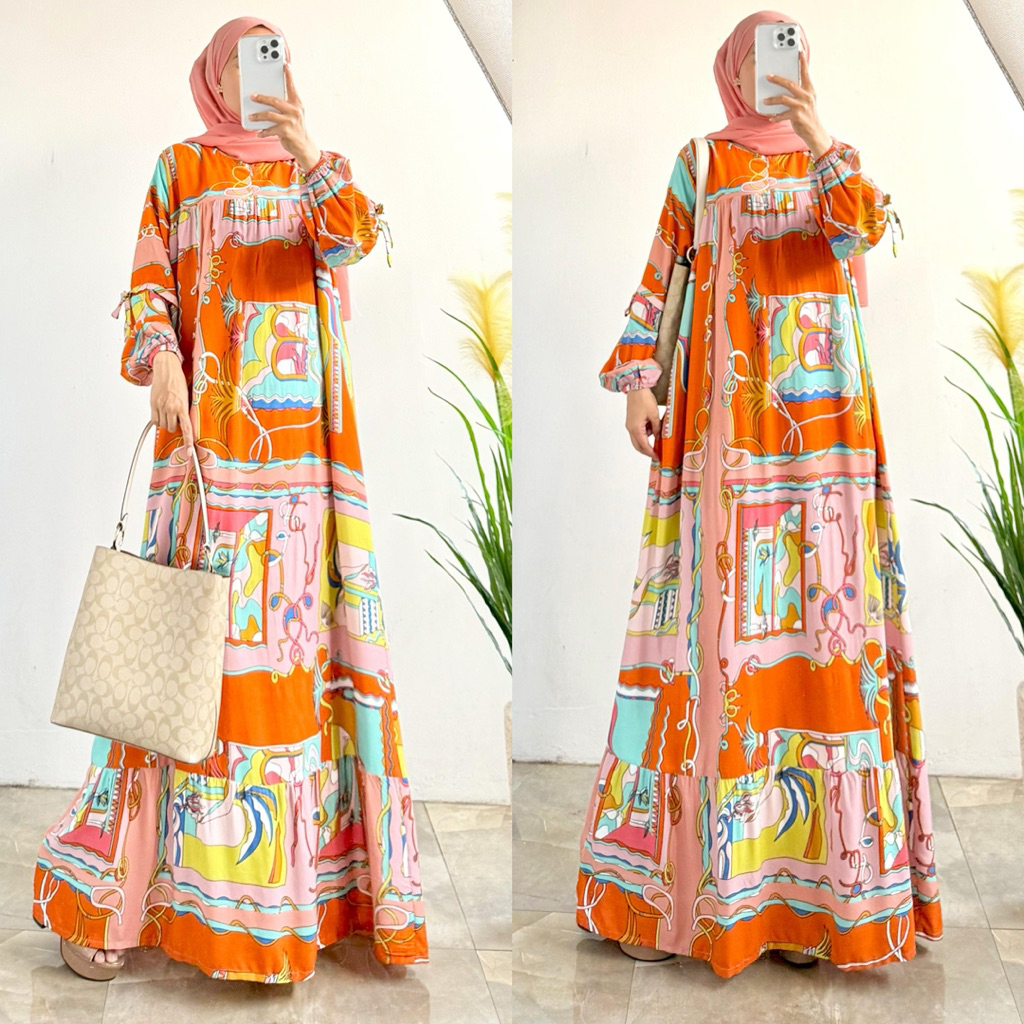 GAMIS REMPEL BUNGA RAYON MOTIF PREMIUM