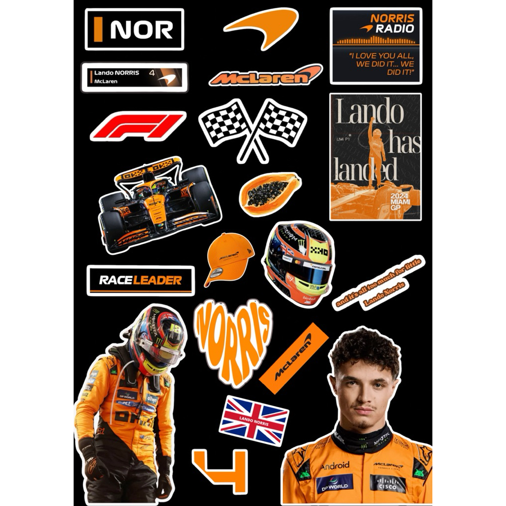 

Sticker Formula 1 Lando Norris | 20 Pcs Vinyl Waterproof