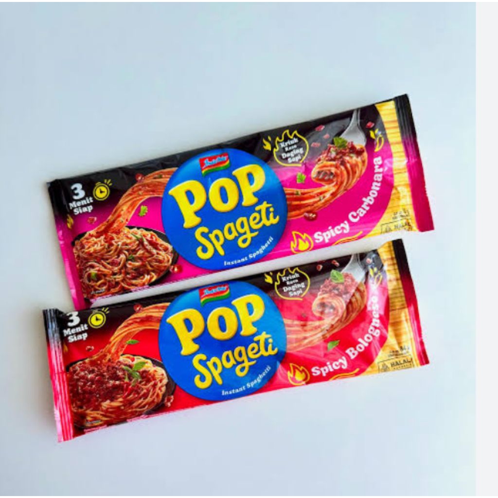 

indomie pop spageti rasa spicy bolognese .spicy carbonara