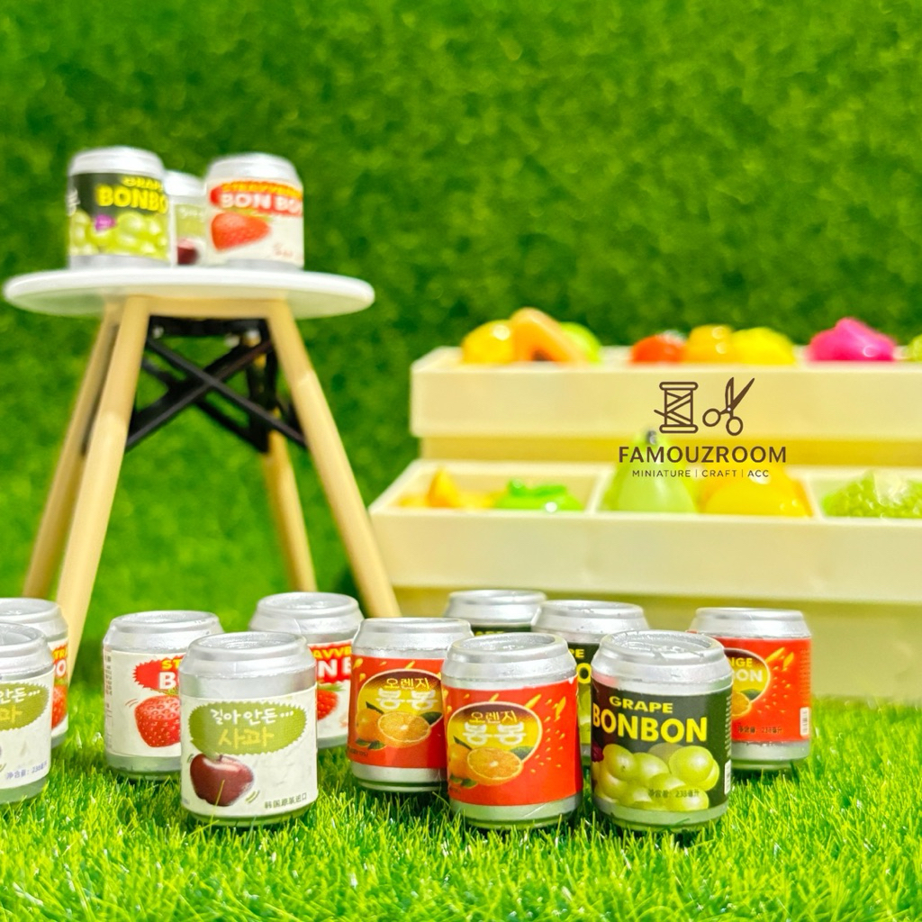 Miniatur Kaleng Minuman Buah Korea Mini - Miniatur Minuman Buah untuk Rumah Boneka Barbie