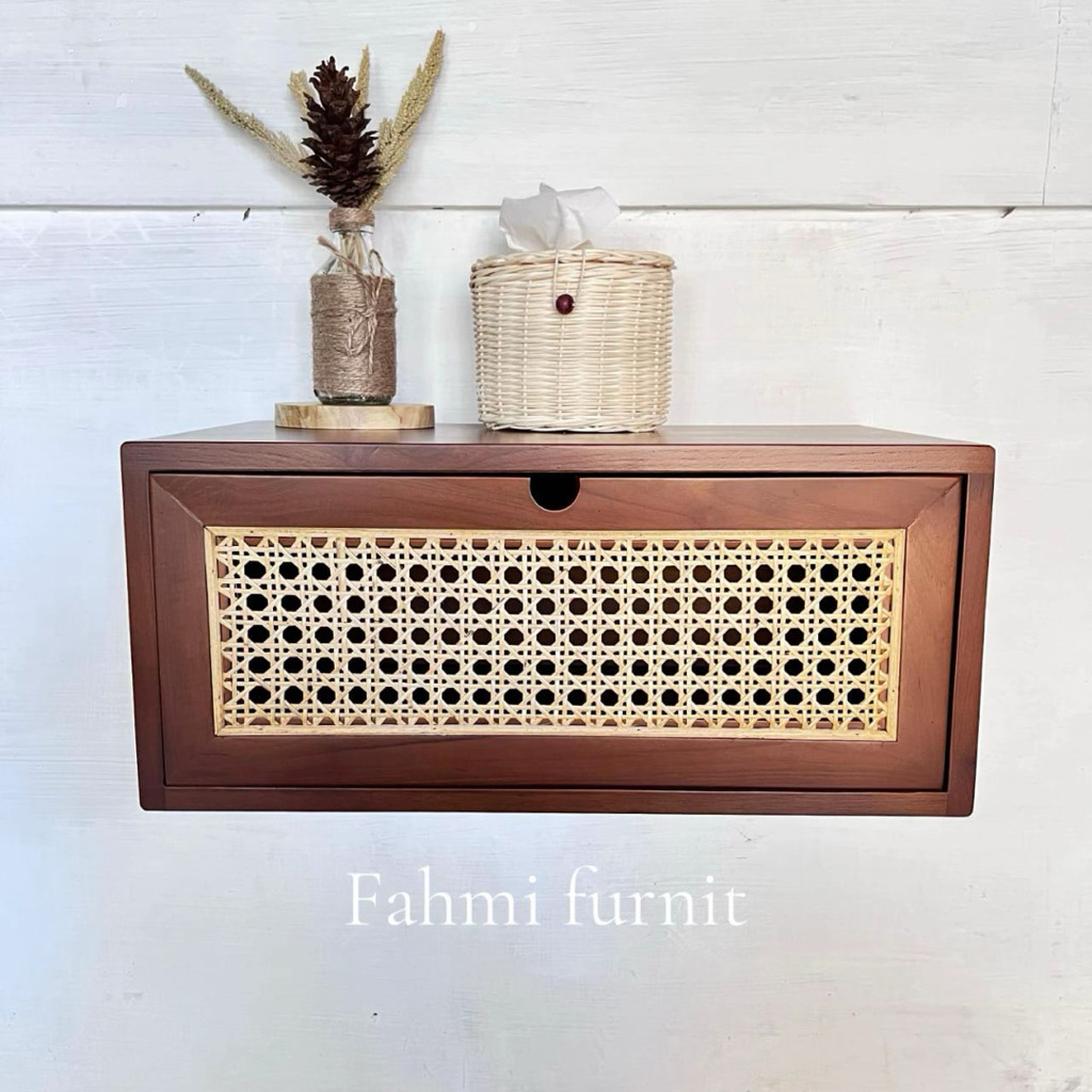 nakas gantung kayu jati minimalis nakas bedside gantung