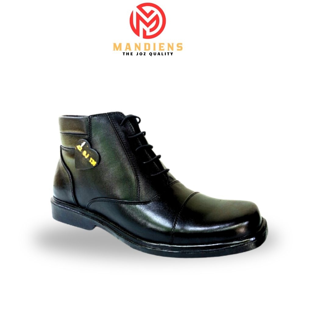 Sepatu Kulit Pria Pdh Boots Resleting Medali SJ136 - Sepatu PDH TNI Polri Satpam Ujung Tumpul Kotak