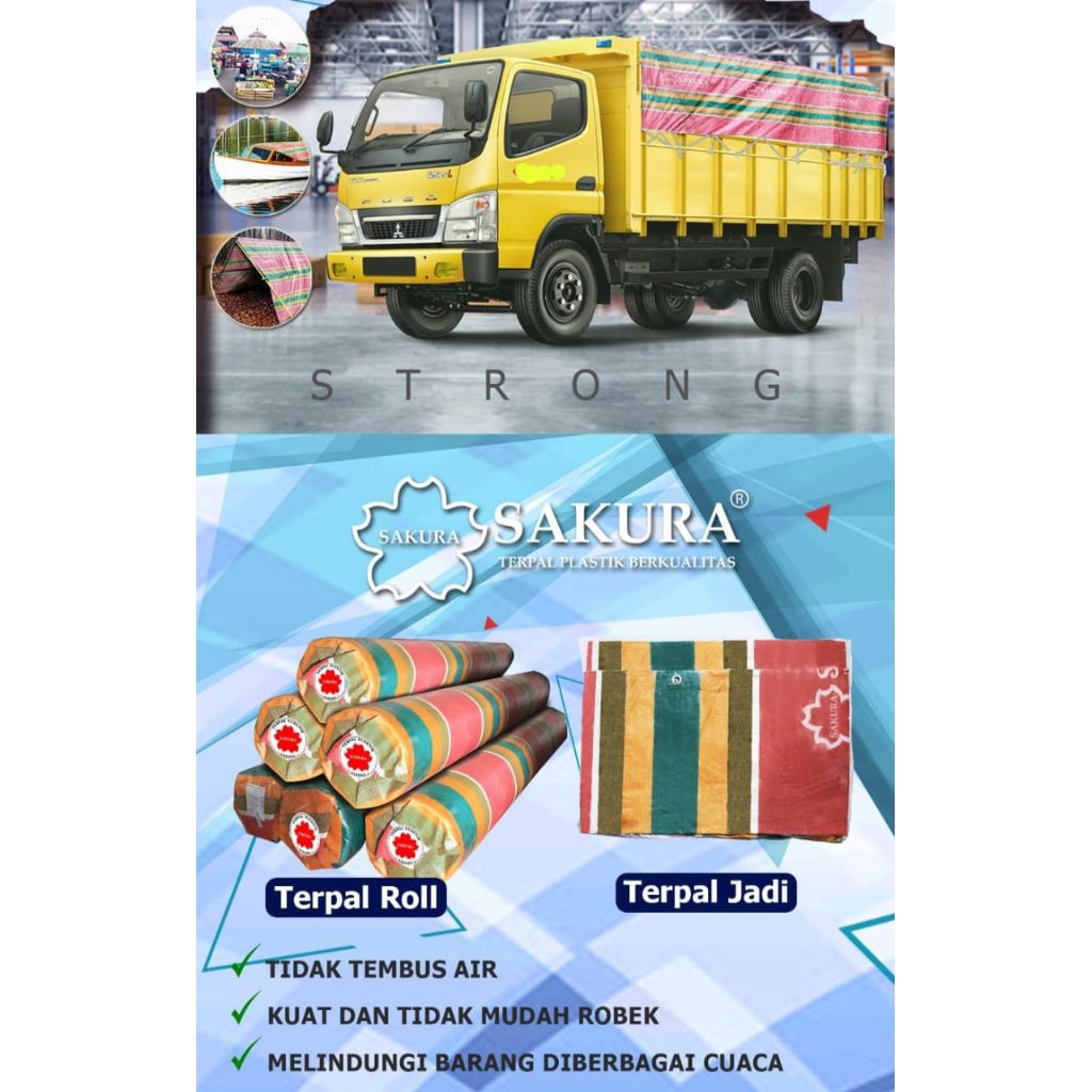 Terpal Tebal A20 Sakura Pelangi_Silver Grade A Siap Pakai