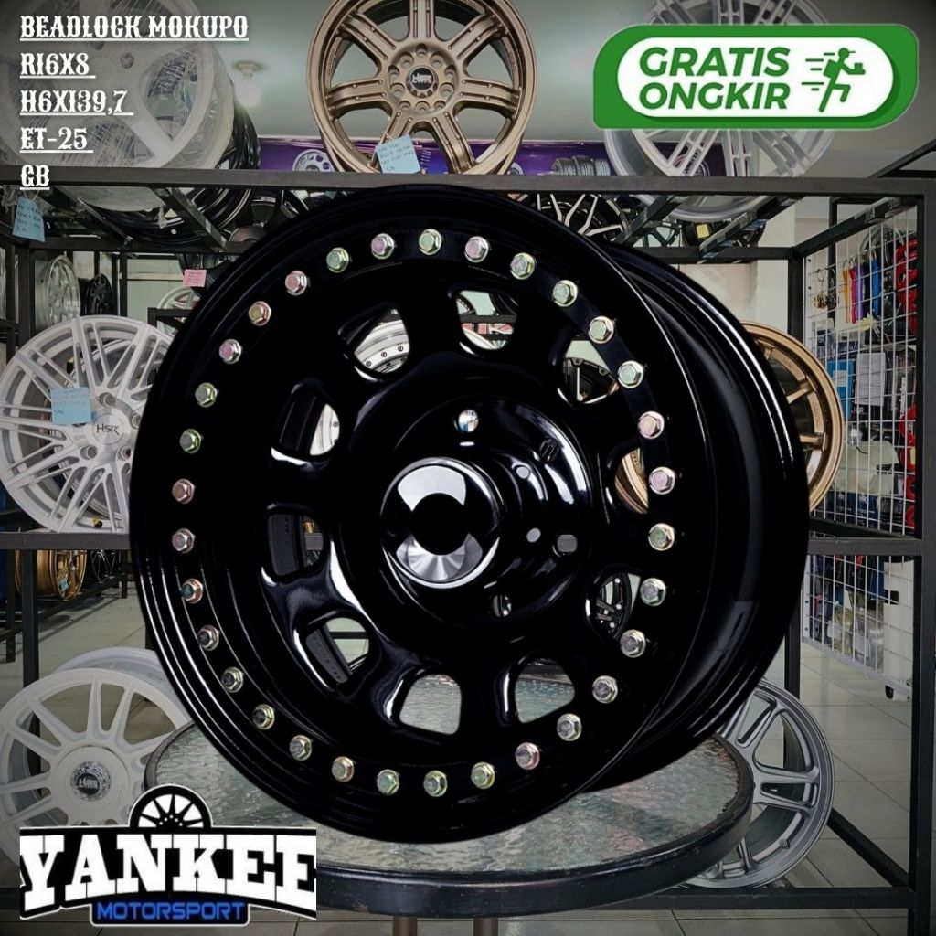 Pelek Mobil HSR BEADLOCK MOKUPO RING 16 R16 Lubang 6 PCD 139,7 LEBAR 8 untuk TRITON,BLAZER