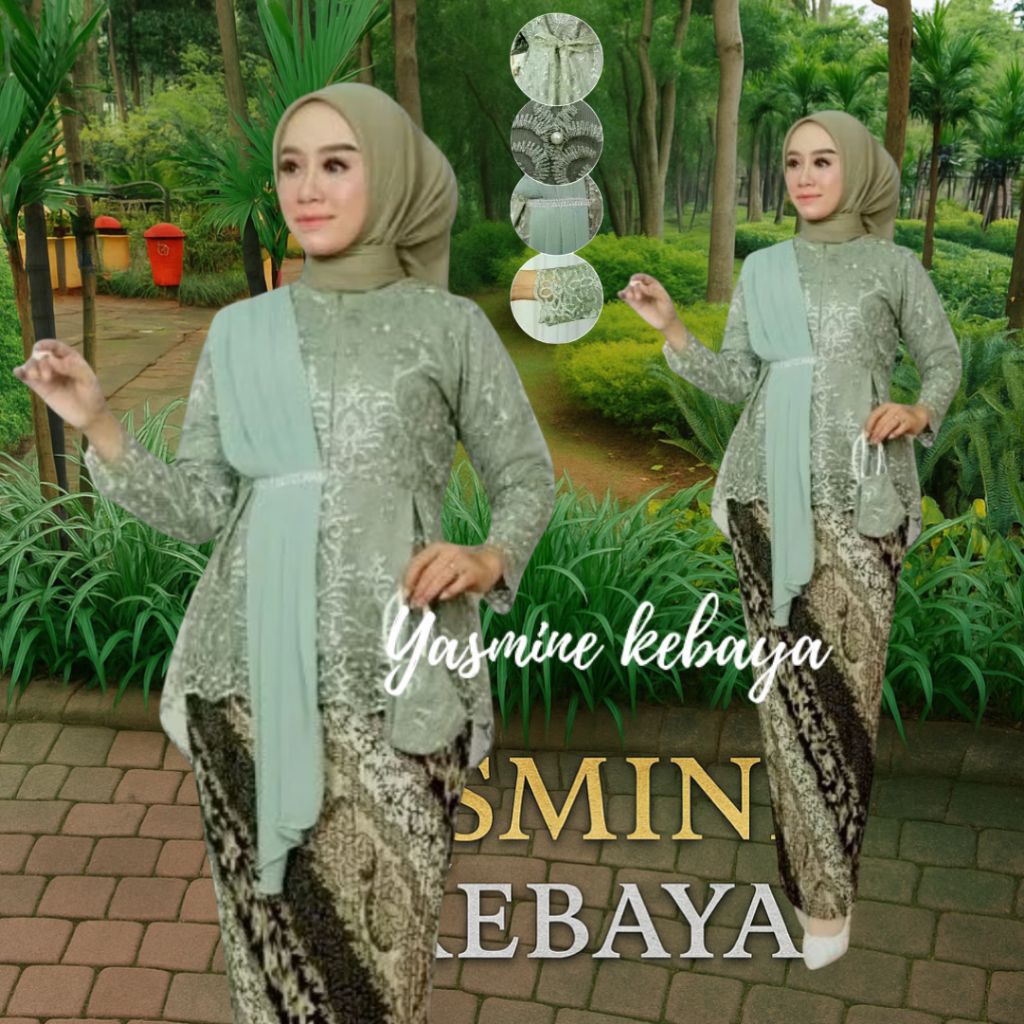 Setelan Kebaya Dress Blouse Aurora Selendang Tille Mutiara | Baju Kebaya Wisuda Modern | Atasan Keba