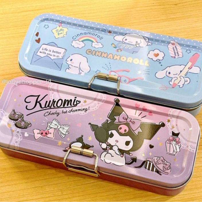

[READY STOCK] SANRIO Hongkong Kuromi Cinnamoroll Tin Pen Case Triple Deck Multi-Color