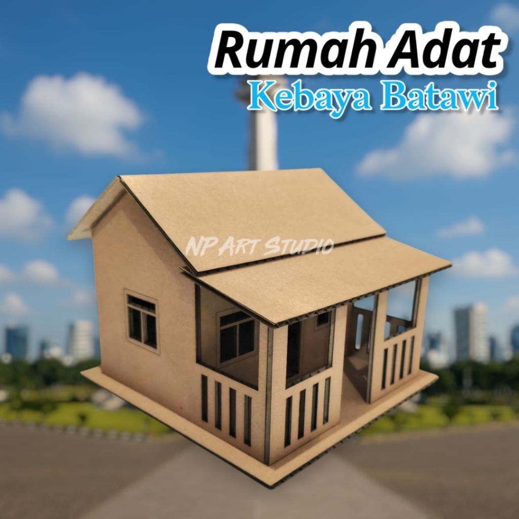 Miniatur Maket Rumah Adat Kebaya Betawi Bahan Kardus - Belum Dirakit