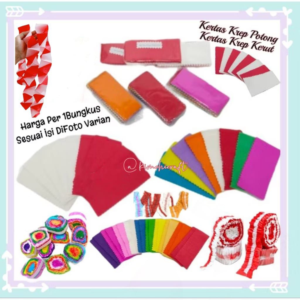 

KERTAS KREP KERUT JAHIT / KERTAS KREP POTONG MERAH PUTIH / KERTAS KREP WARNA WARNI / KERTAS KREF DEKORASI PESTA / KERTAS HIAS 17 AGUSTUS CREPE PAPER RAINBOW / KKW5214