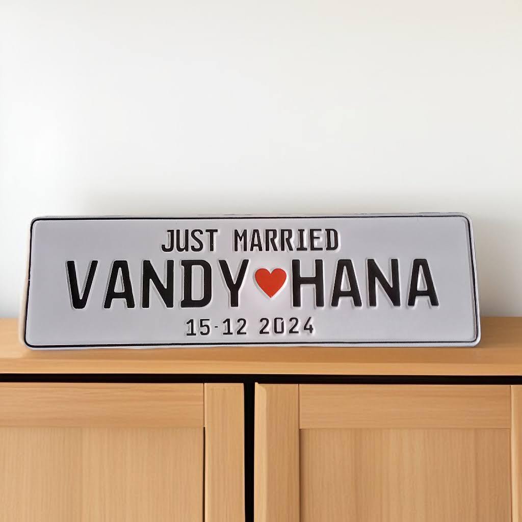 Plat nomor custom wedding married wedding car - mobil pengantin