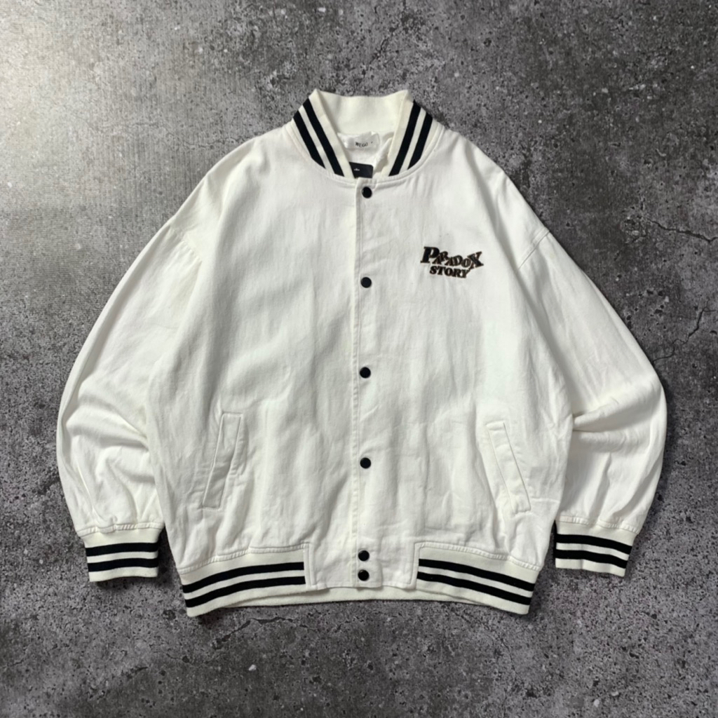 Wego Varsity Jacket White Jeans