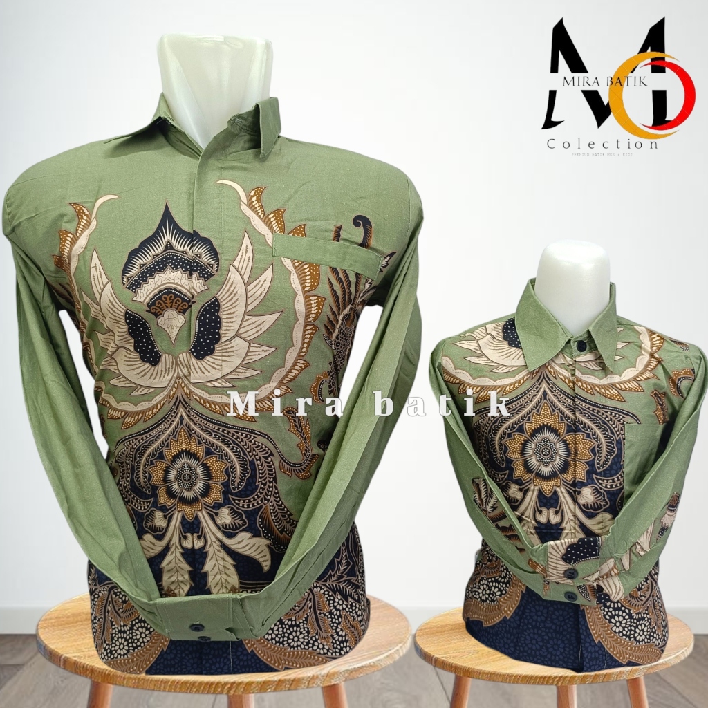 HIJAU SAGE MUDA BATIK COUPLE AYAH DAN ANAK KATUN PREMIUM / batik couple ayah anak warna sage muda