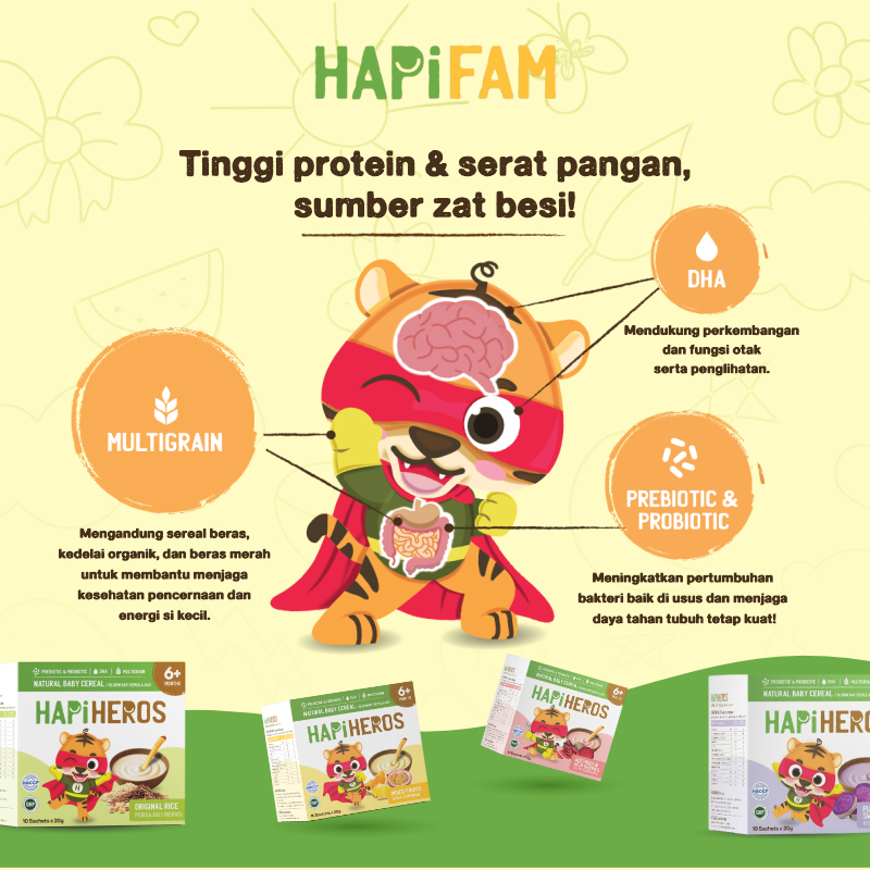 Hapiheros Cereal Flavor Sweet Potato / Bubur Mpasi Instan Bayi 6Bulan+(20Gx10) (Tanpa Maltodextrine,