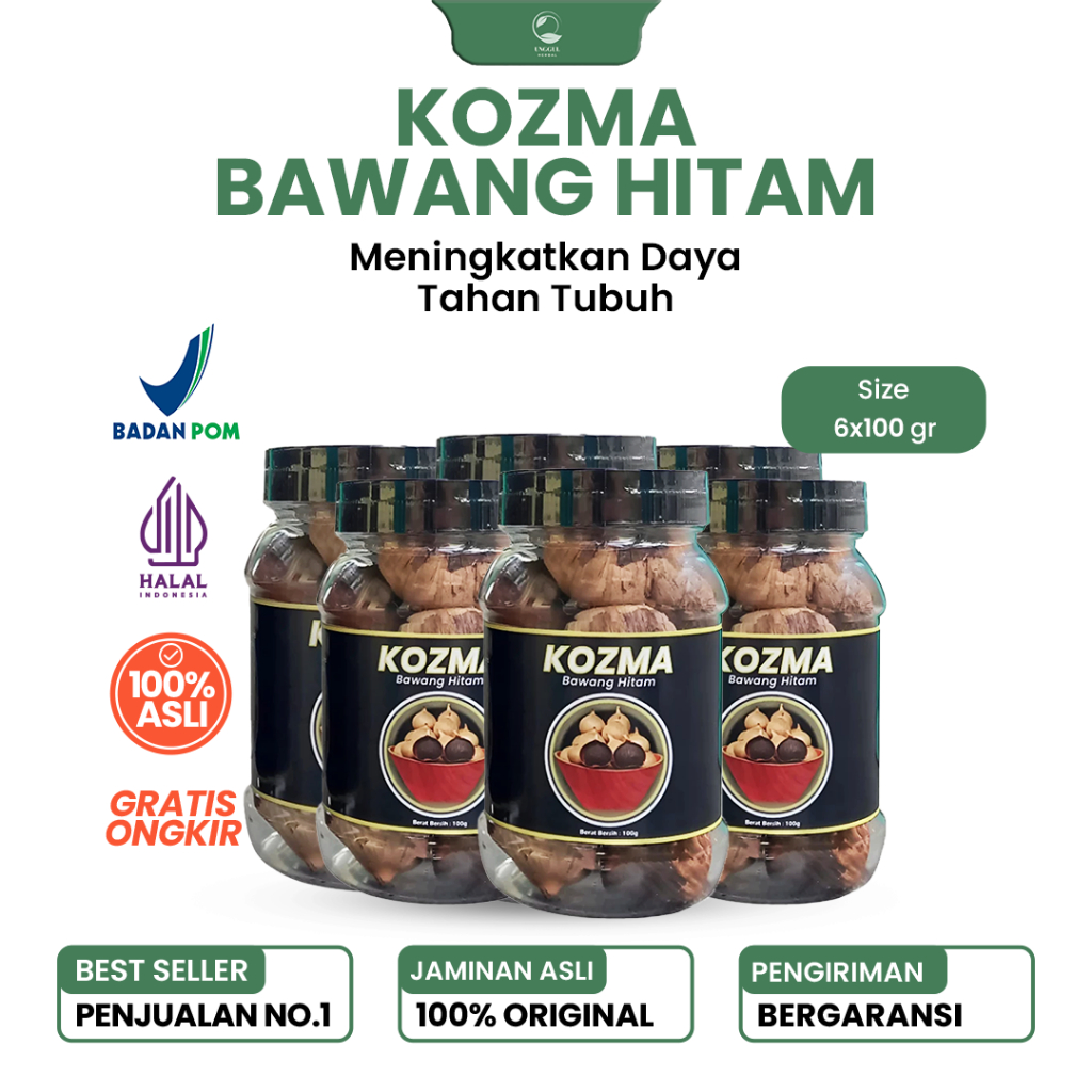 

[Paket 6 Botol] Black Garlic | Bawang Putih Tunggal Fermentasi Kualitas Premium - KOZMA Bawang Hitam 100gr