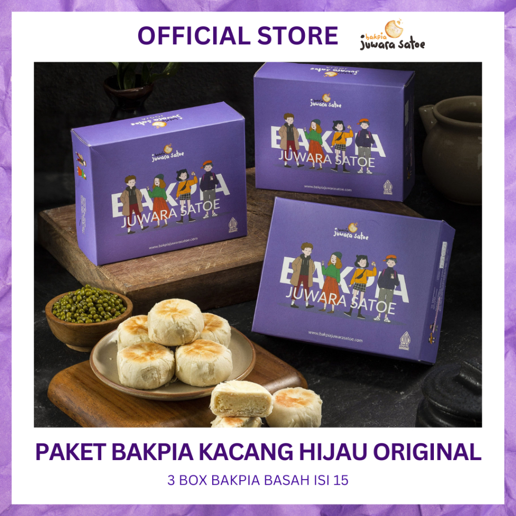 

BAKPIA JUWARA SATOE [ 3 Box ] Paket Bakpia Basah Kacang Hijau Original - Khas Jogja