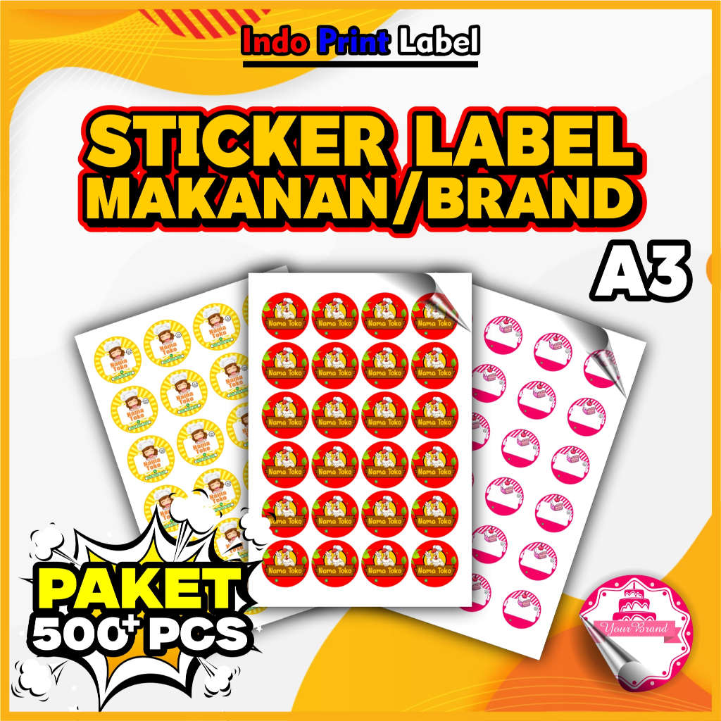 

A3 500pcs LOGO USAHA MAKANAN / STIKER MAKANAN/ STIKER USAHA / LOGO BRAND CUTTING / TINGGAL TEMPEL
