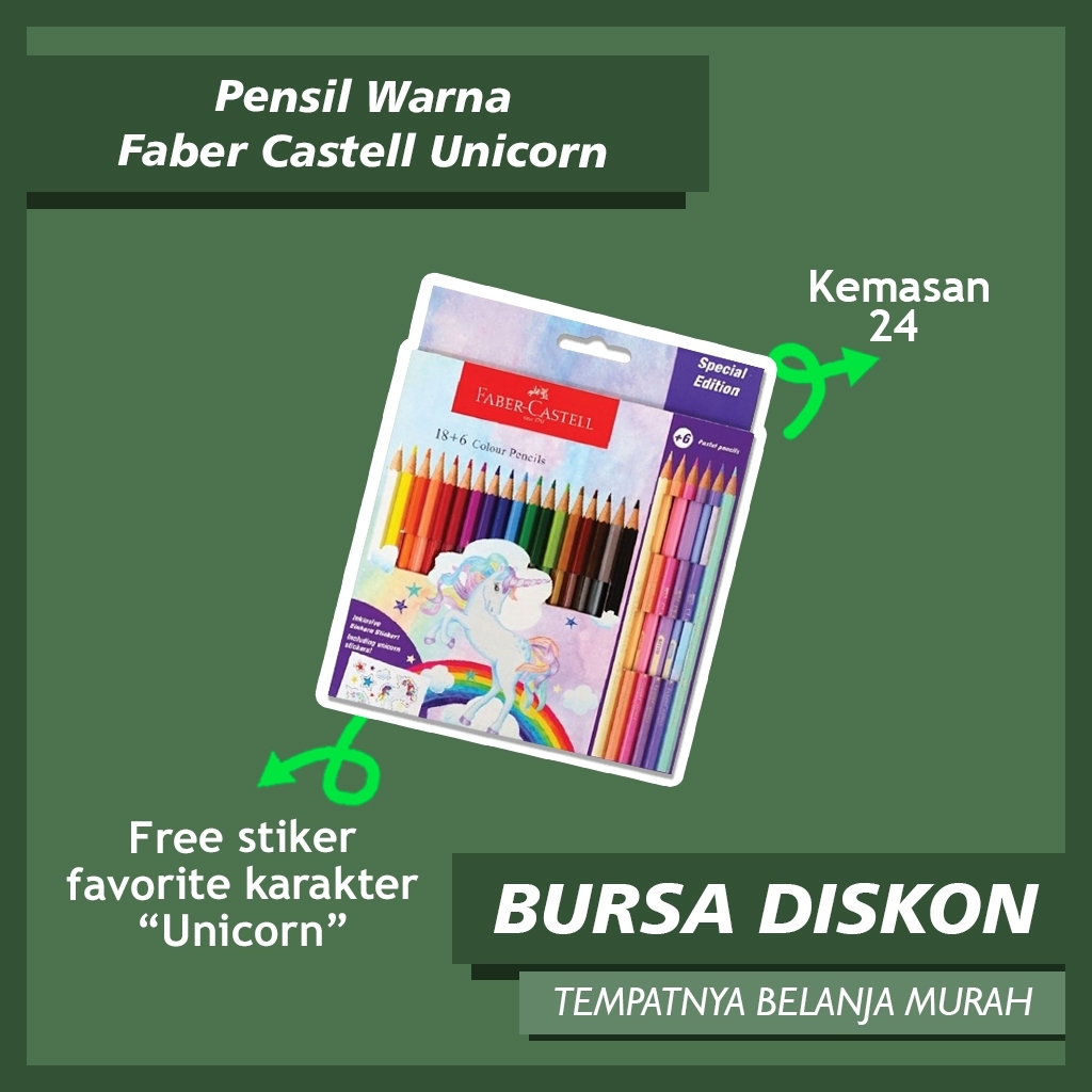 

Pensil Warna Faber Castell Unicorn Seri Panjang 24 Warna Faber-Castell Colored Pencils